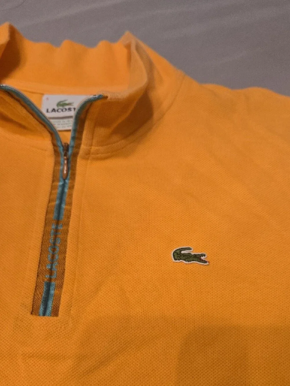 Lacoste Men's Orange Half-Zip Pullover Sweater